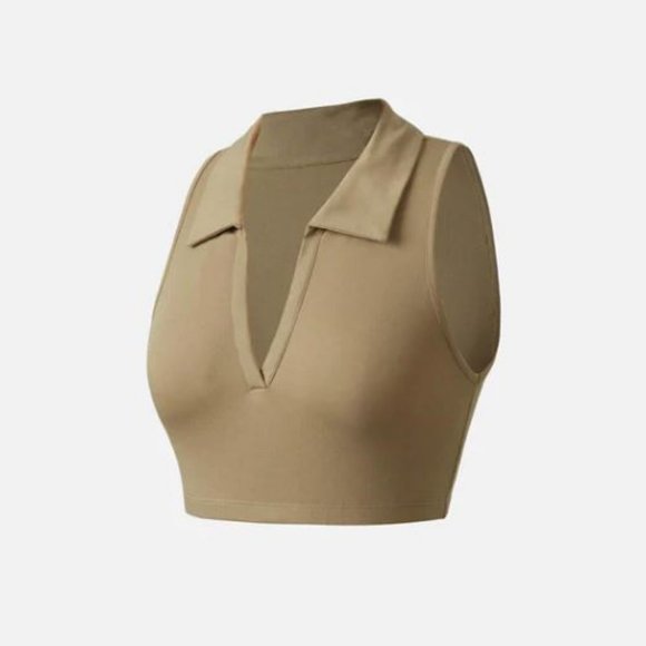 IcyAir™ Collared Plunge Neck Crop - Picture 3 of 6